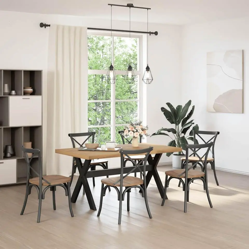 vidaXL Eettafel NOAIN met X-poten - Naturel - Massief grenenhout - 160x90 cm