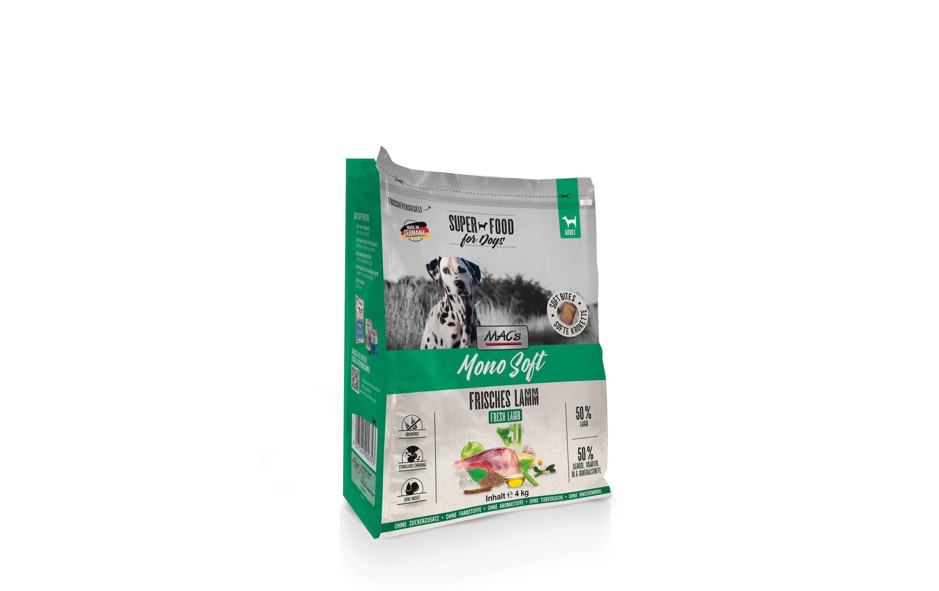 Halbfeuchtfutter Mono Soft Frisches Lamm 4 kgAlleinfuttermittel für ausgewachsene Hunde