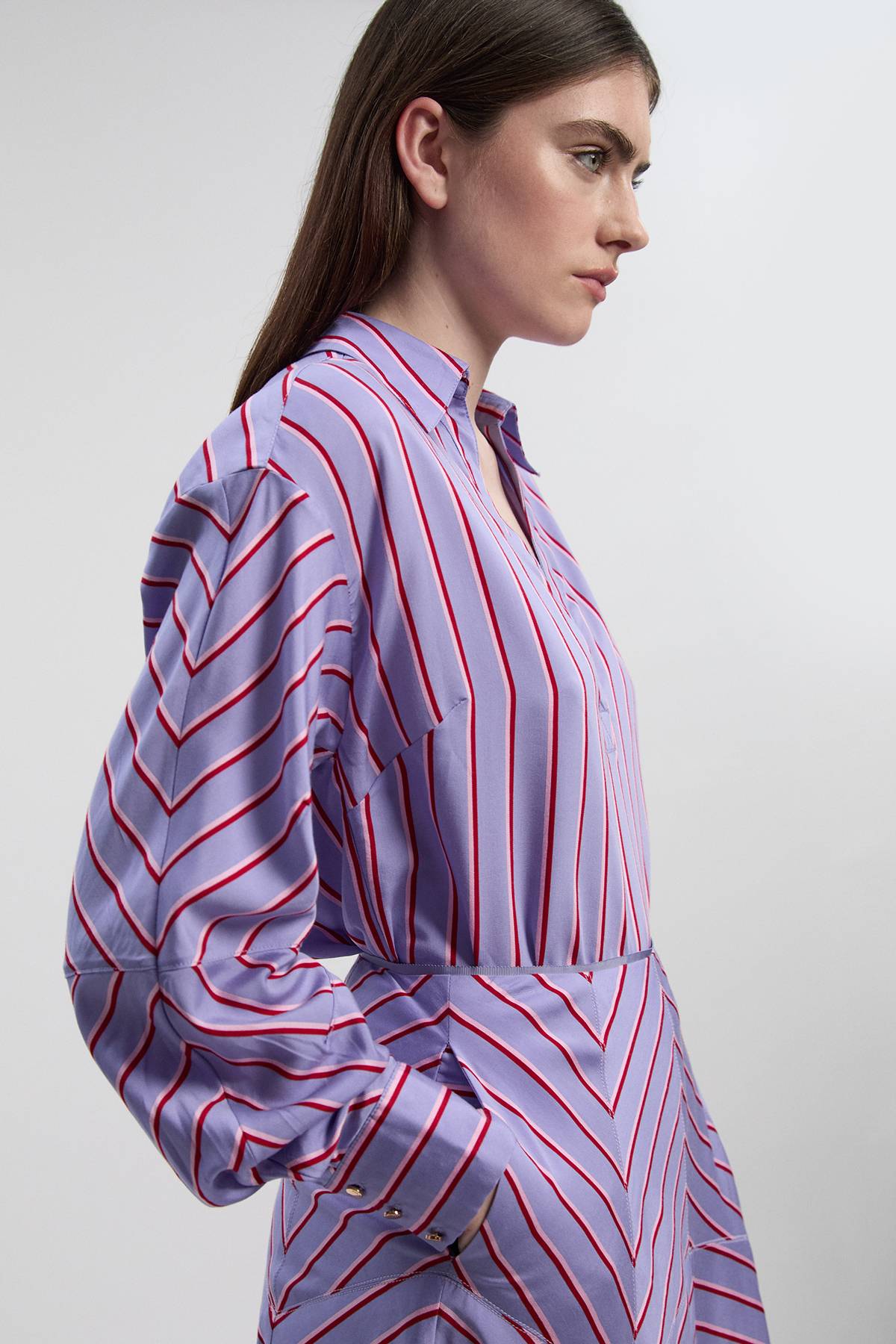 KarenMillen Chemise ajustée à rayures en coton