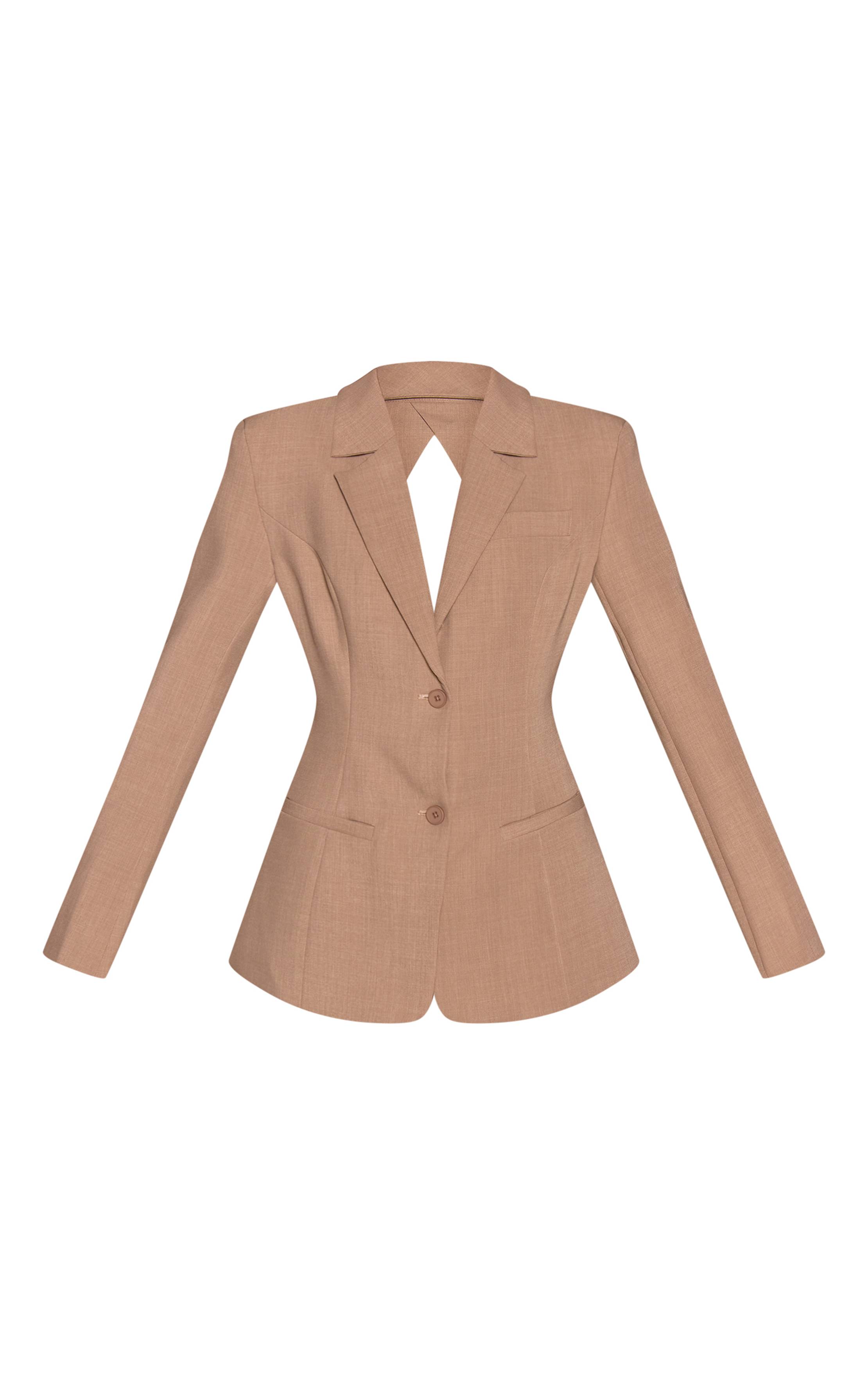 Gris Pierre Blazer Ajusté Dos Nu