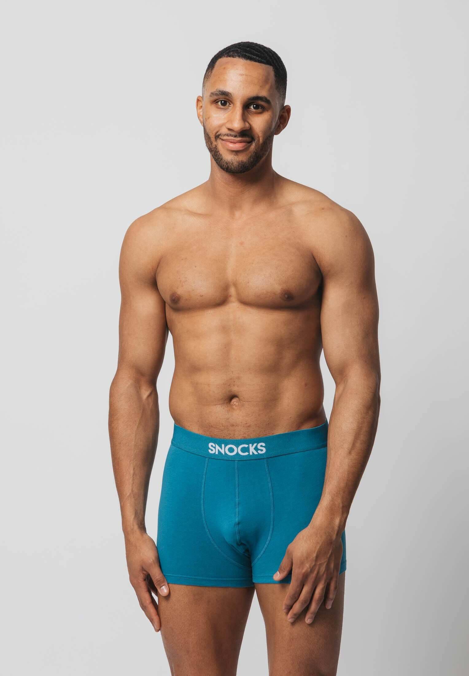 SNOCKS| Herren Boxershorts mit farbigem Bund aus Bio-Baumwolle im 6er-Pack