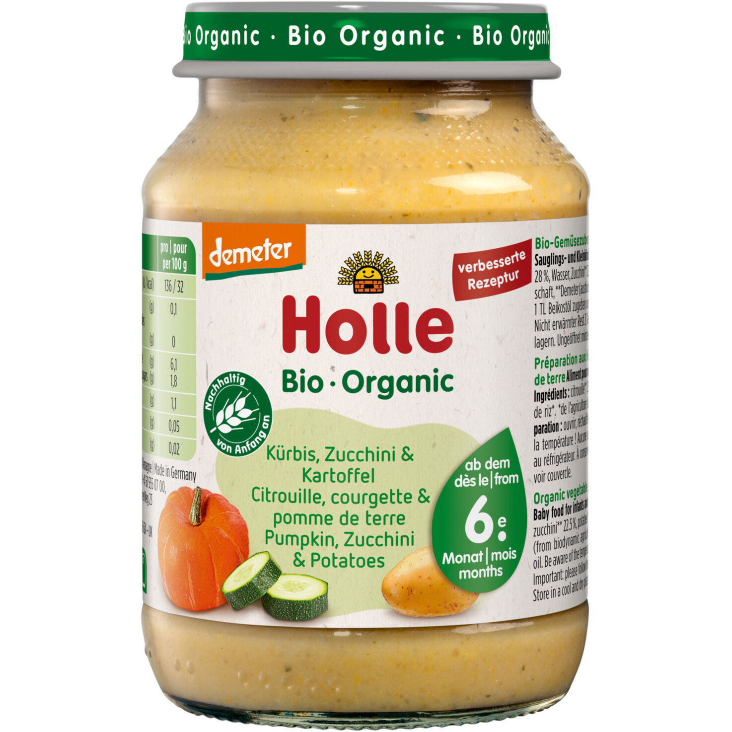 Holle Bio Brei Zucchini, Kürbis & Kartoffeln 6+ Monate