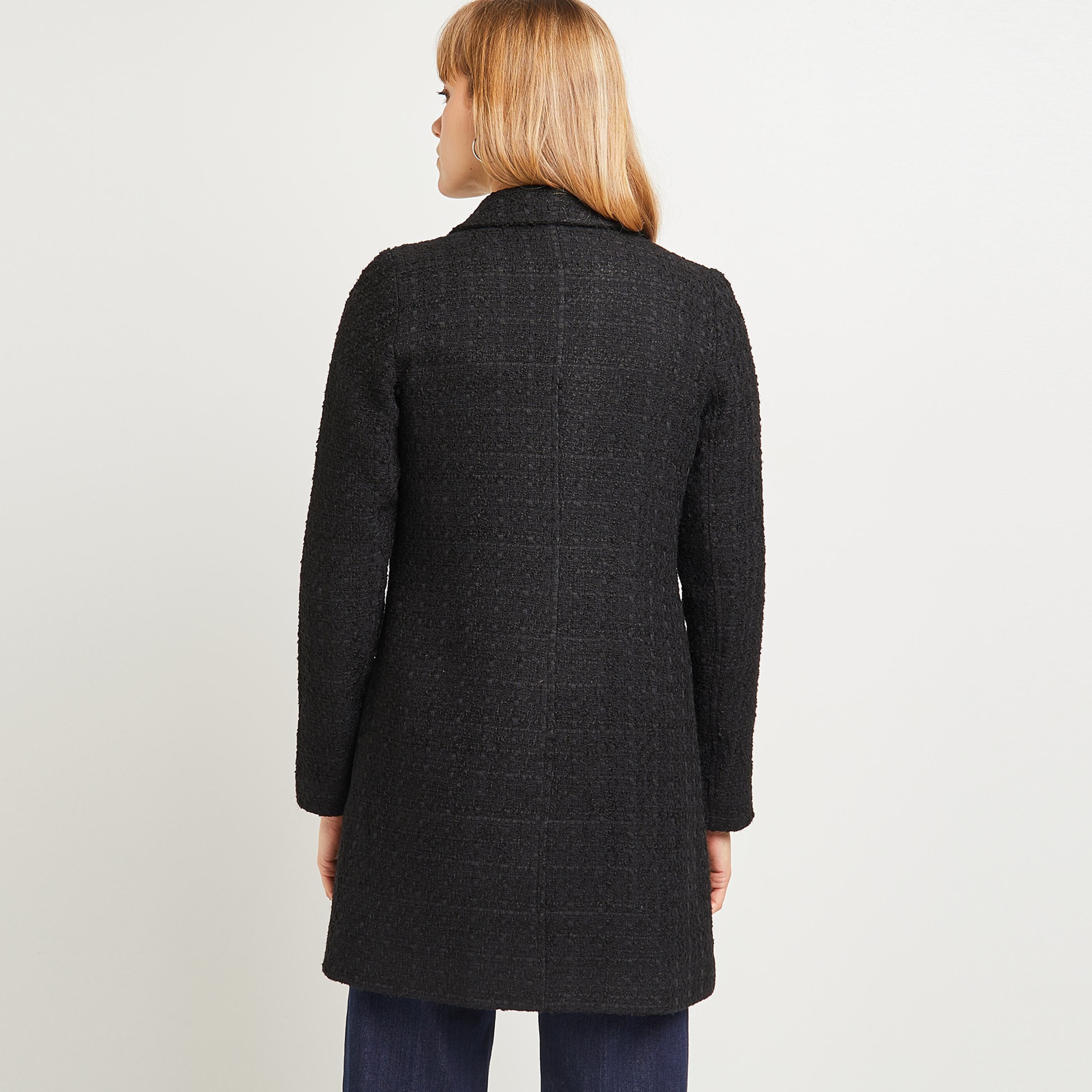 Manteau tweed femme - NOIR