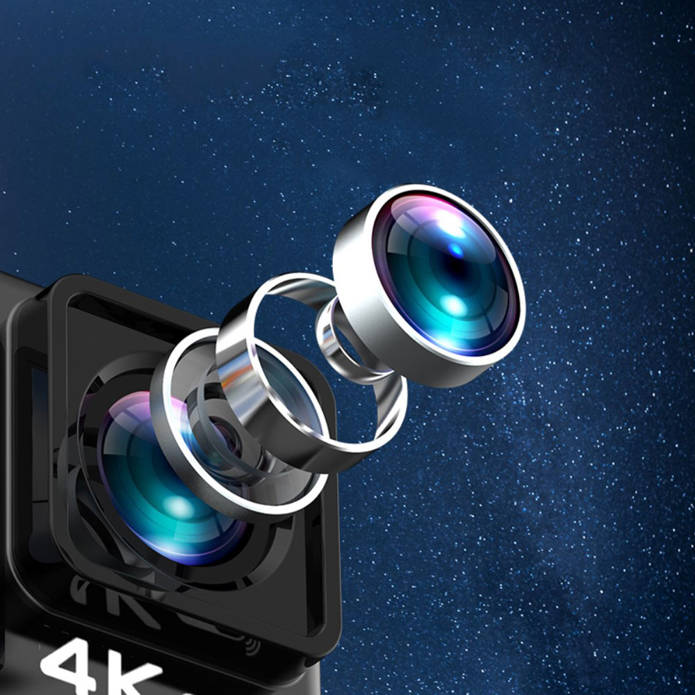 4K/30fps Ultra HD Action Cam WiFi Kamera mit 170° Weitwinkel mit Wasserdichtigkeit bis zu 30 Meter / Nachtsicht   Micro SD Kartenslot - Schwarz