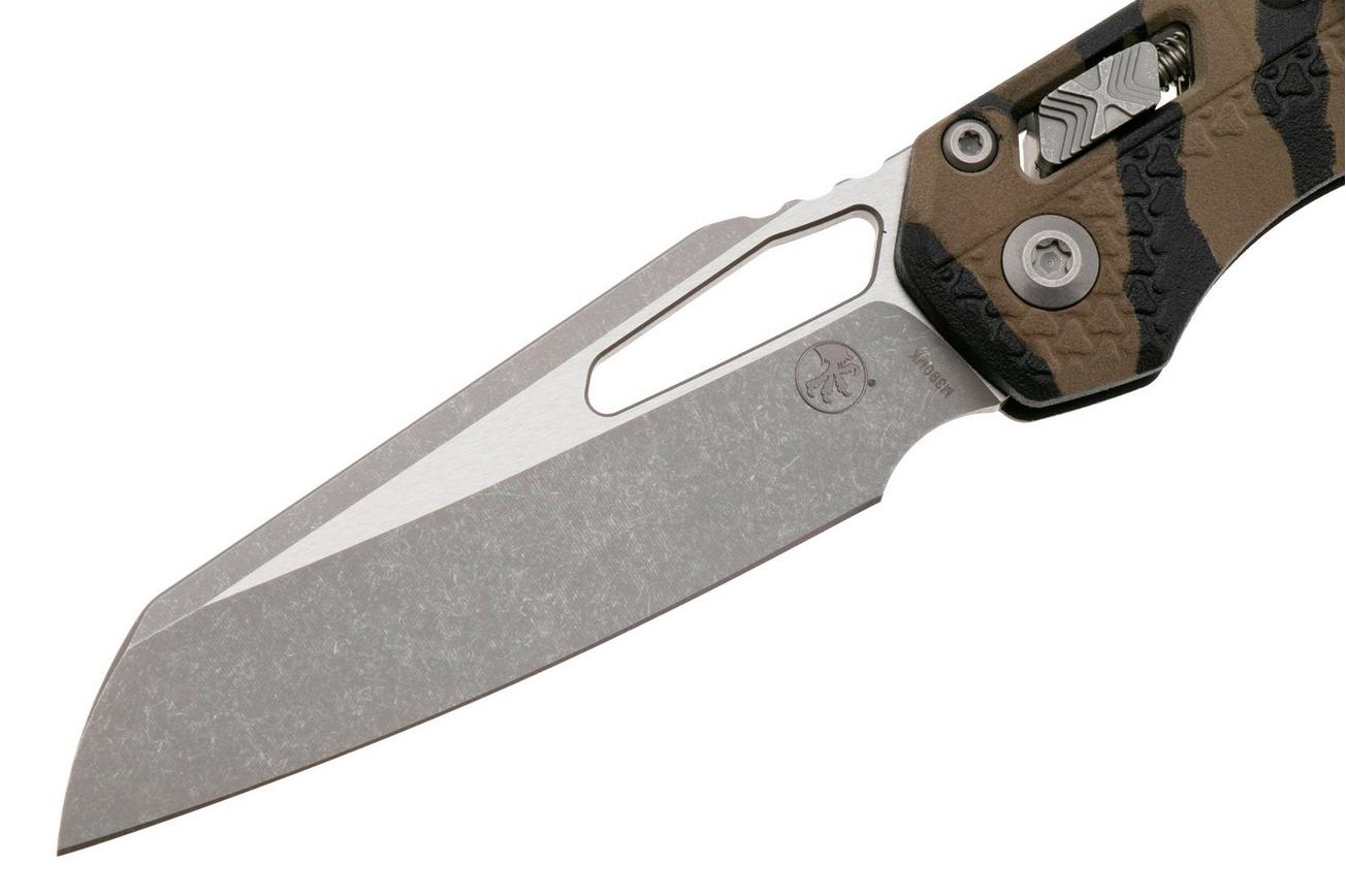 Microtech MSI Standard Issue 210T-10APPMTRC, Apocalyptic Stonewashed M390MK, Tiger Camo Tri-Grip Polymer zakmes