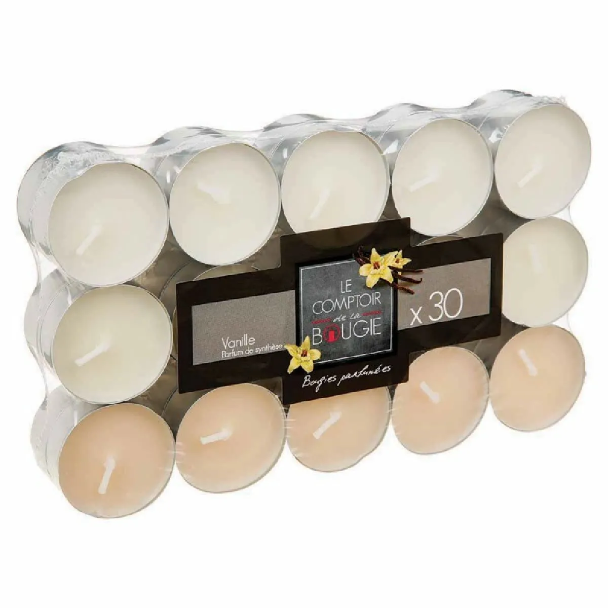 Lot de 30 Bougies Parfumées Chauffe-Plat Vanille