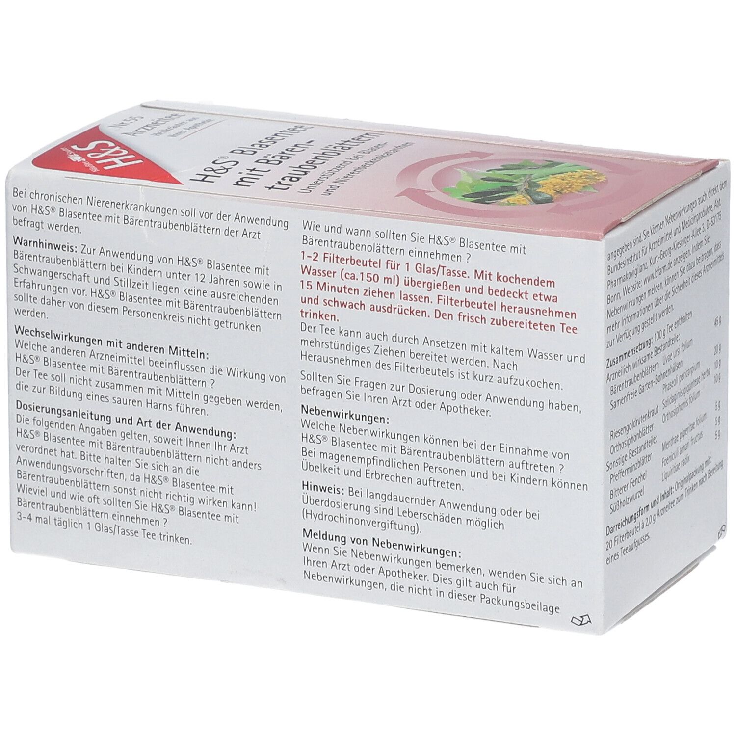 H&S® Blasentee mit Bärentraubenblättern