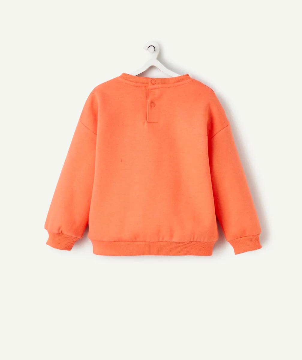 SWEAT BÉBÉ GARÇON EN FIBRES RECYCLÉES ORANGE AVEC MESSAGE