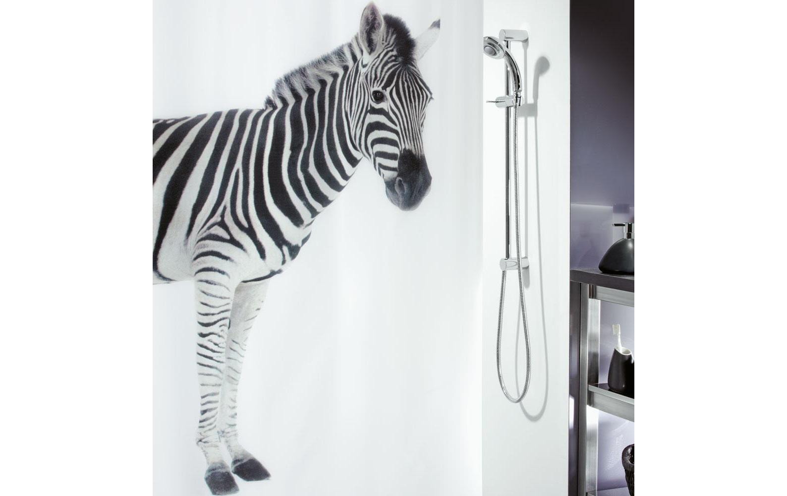 Duschvorhang Zebra 180 x 200 cm Schwarz; WeissDuschvorhang Zebra