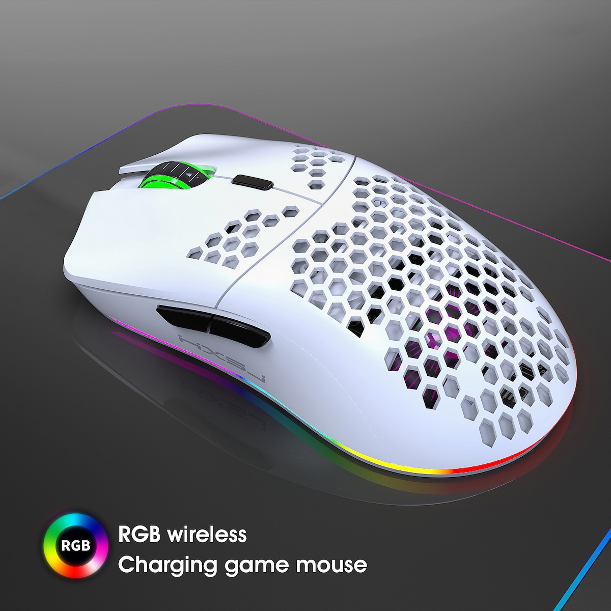 Lett kablet gamingmus med RGB-belysning, 6 justerbare DPI, 6-knapper Hvit