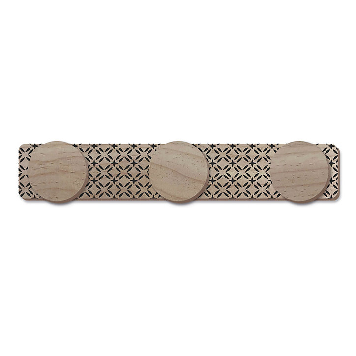 Porte-manteau à fixer Helga 3 têtes bois