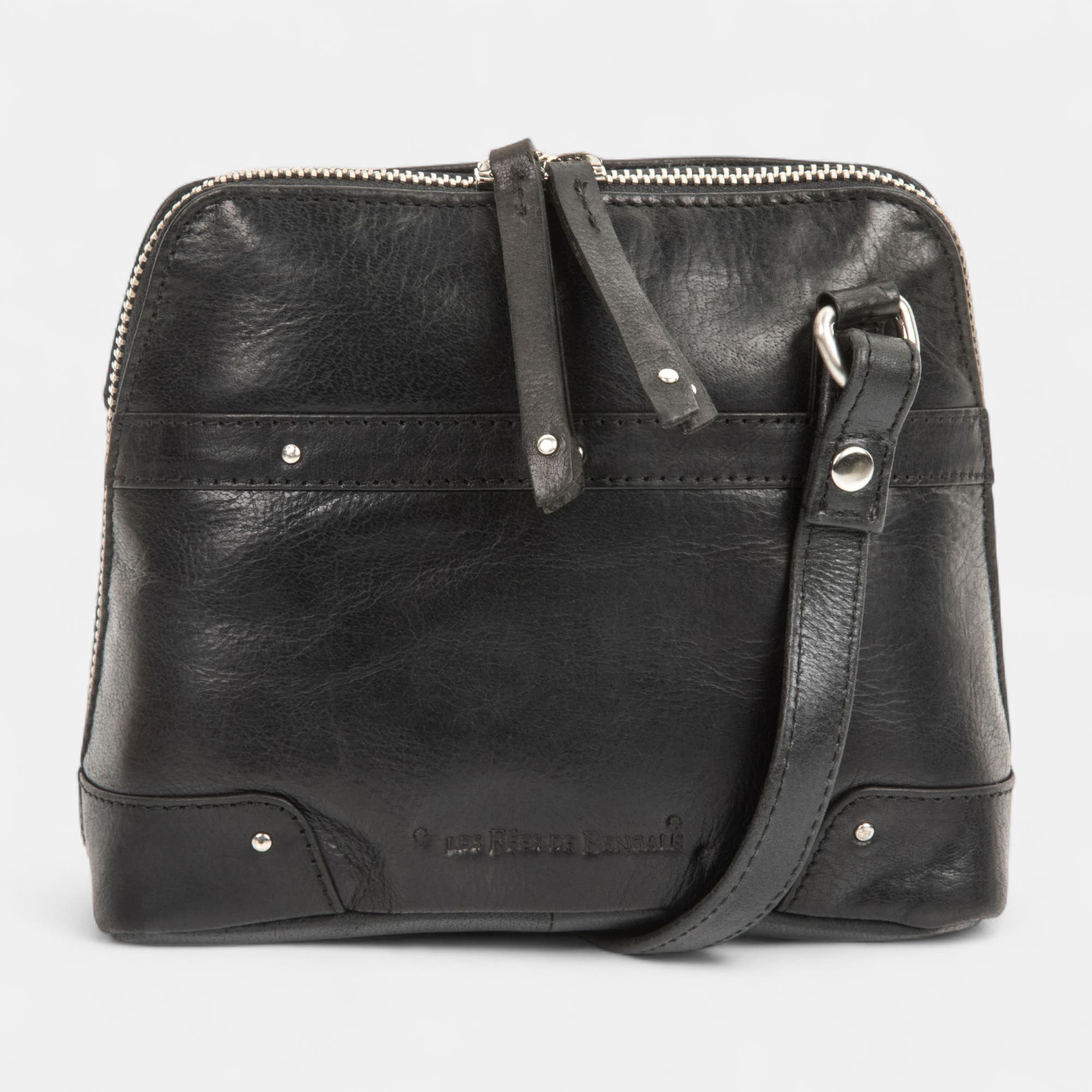 Sac bandoulière en cuir noir