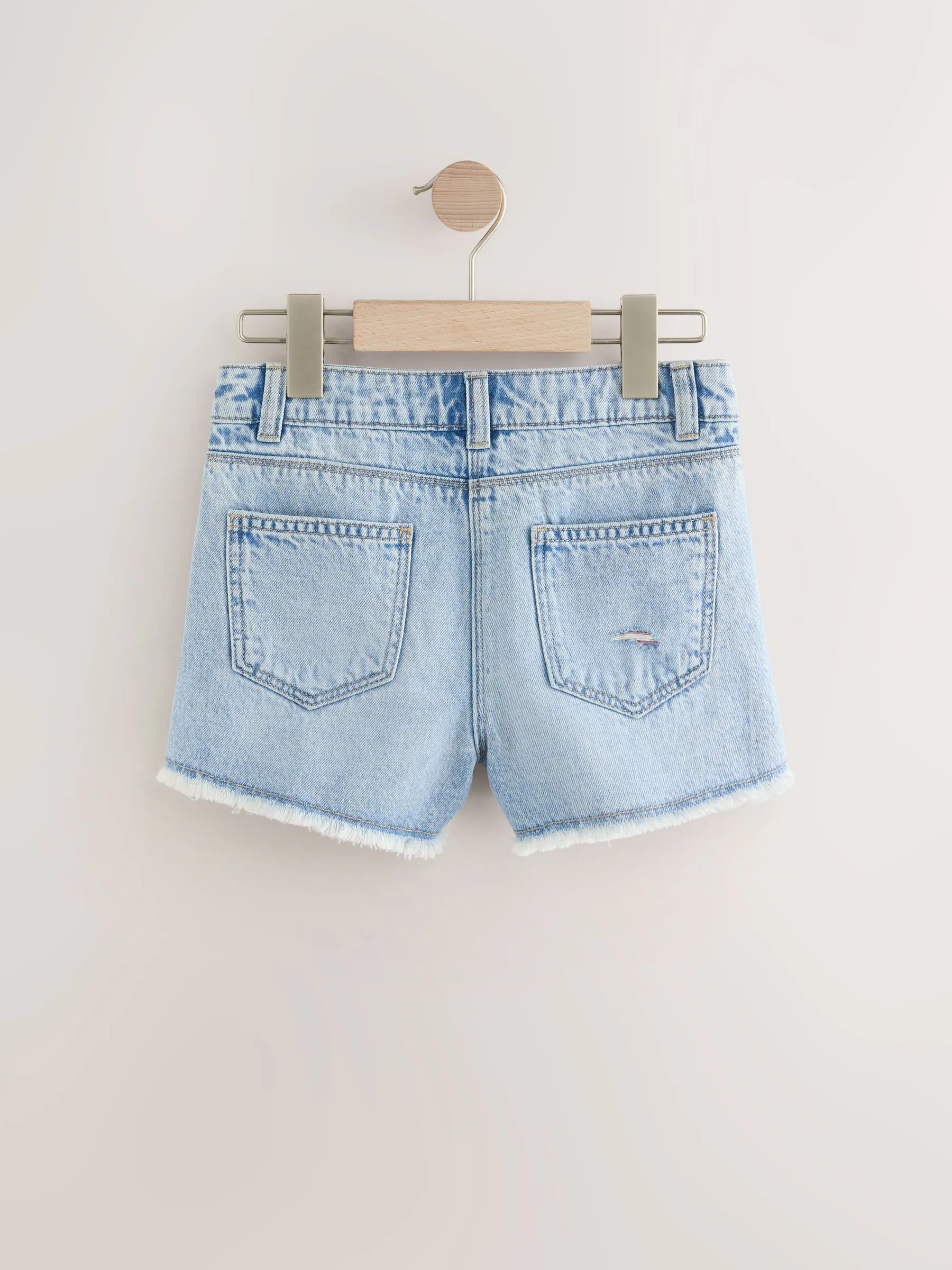 Regenboog - 100% katoenen shorts met gerafelde rand (3-16jr)