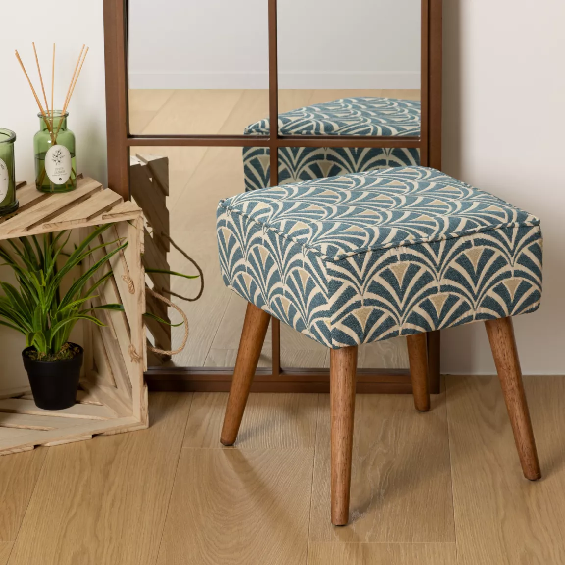 Tabouret bois (H42 cm) Chiara Bleu