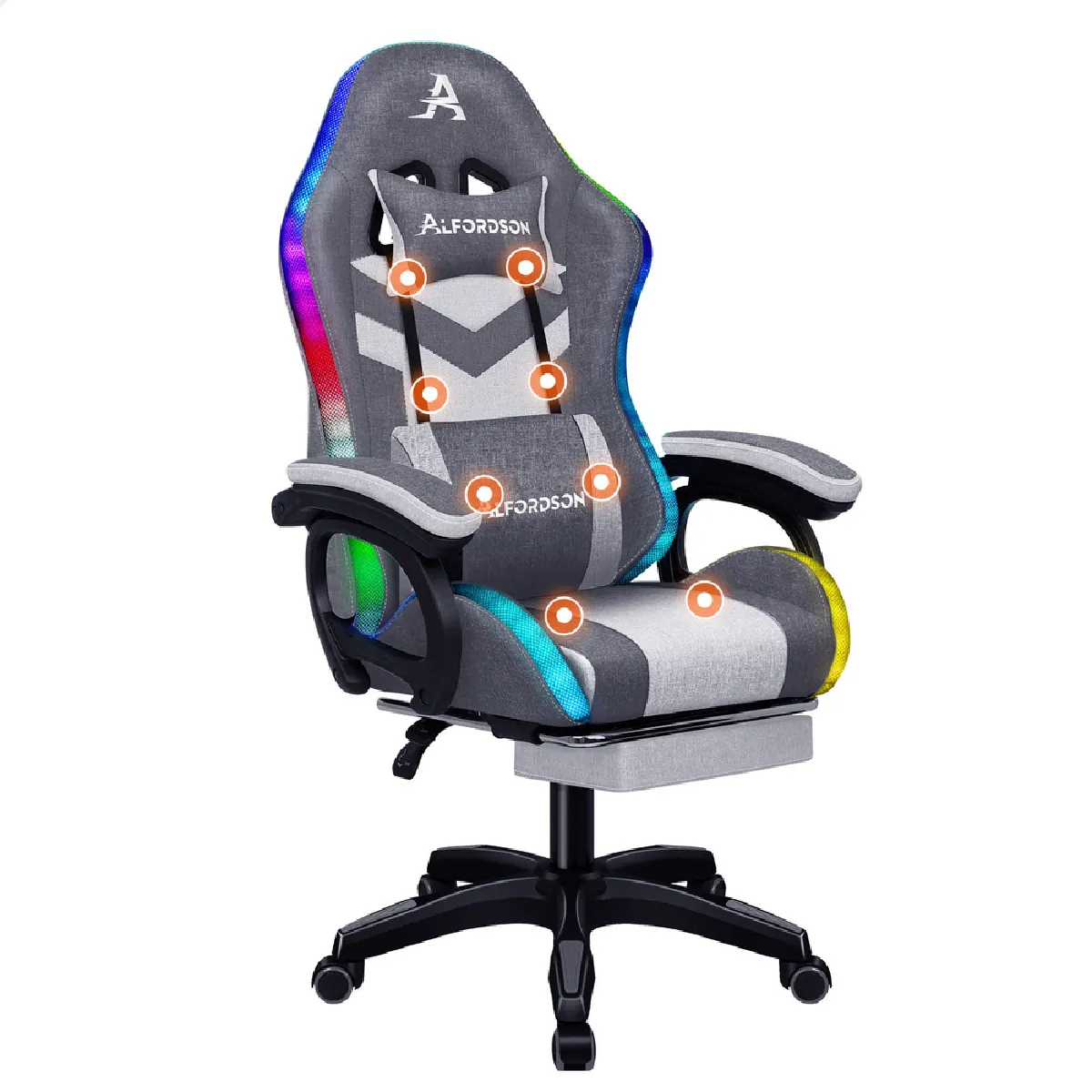 ALFORDSON Chaise Gaming - Bleu et Gris