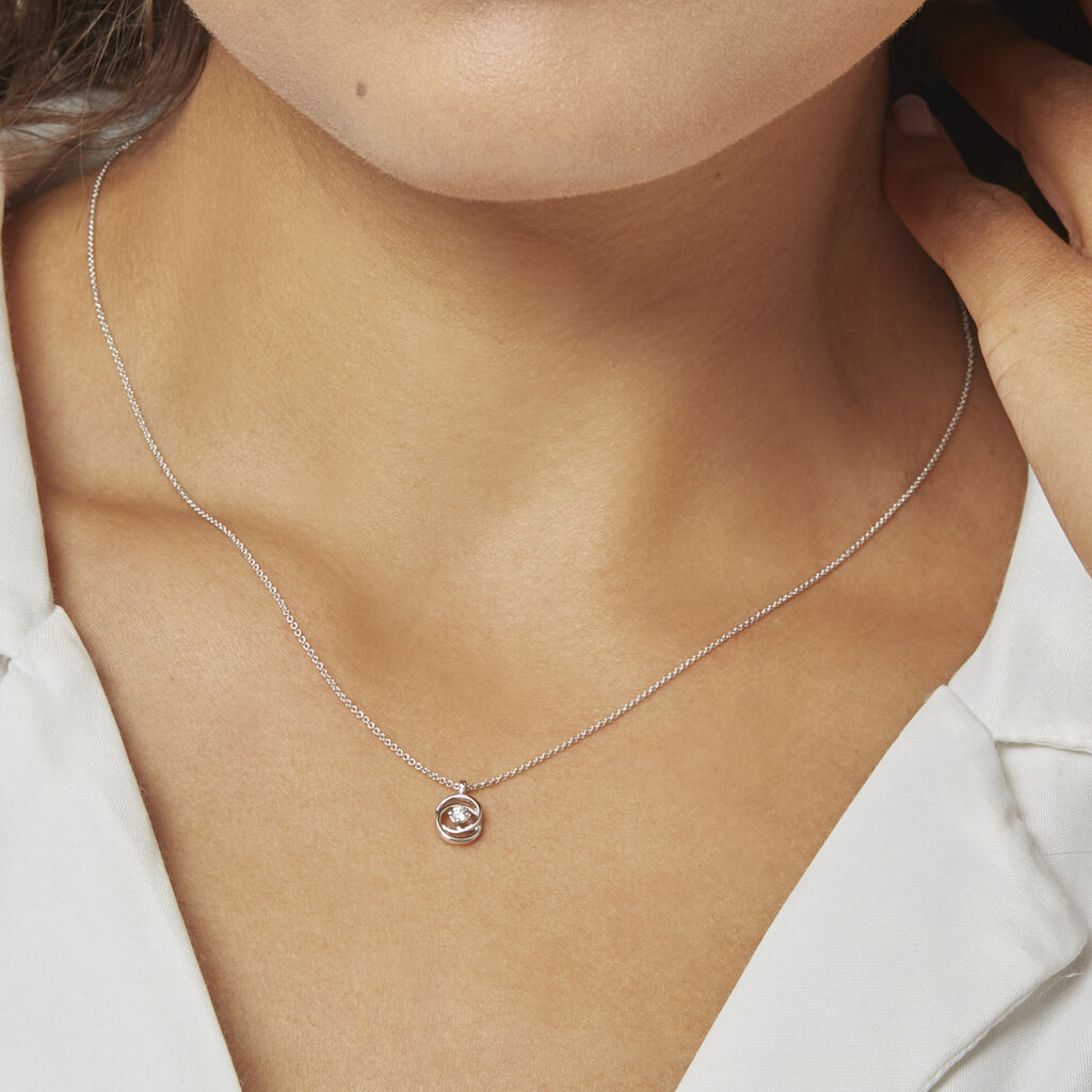 Collier Nid Amour Or Blanc Diamant