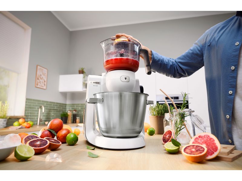 Bosch Küchenmaschine Serie 6 MUMS6EW22 Edelstahl/Weiss Multifunktionales Küchengerät