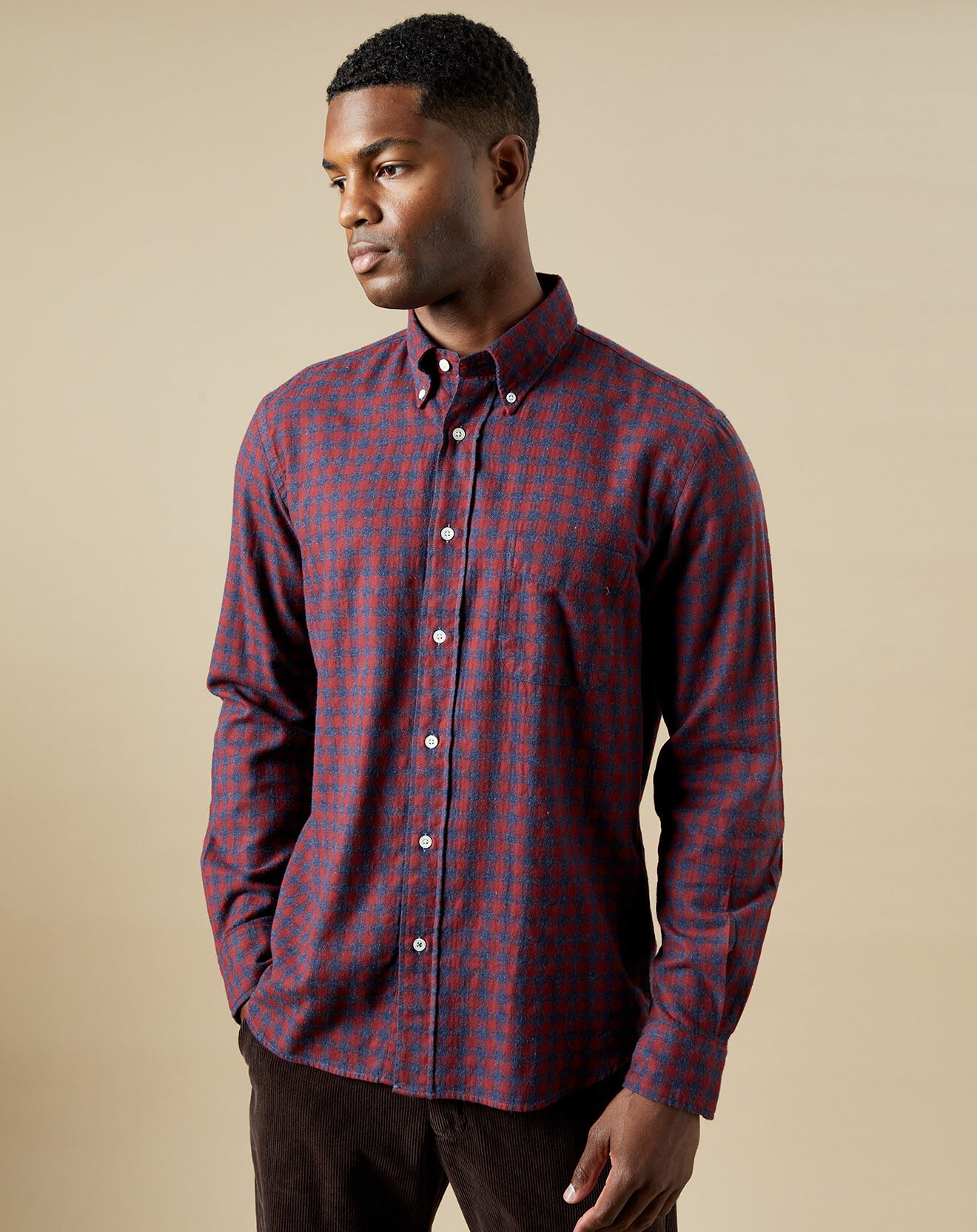 Hartford Chemise en Flanelle regular Pitt à carreaux rouge/indigo