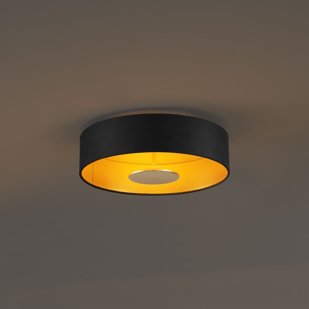 Moderne plafondlamp zwart velours incl. LED 3-staps dimbaar - Bredow