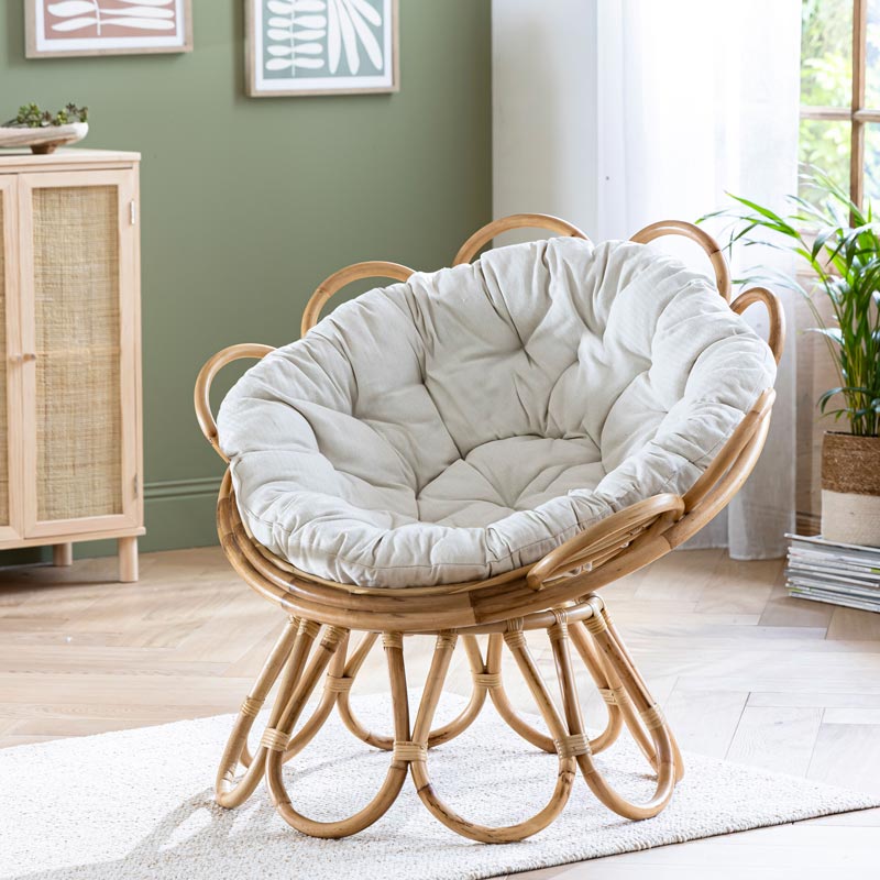 Fauteuil en rotin 'Papasan' forme fleur