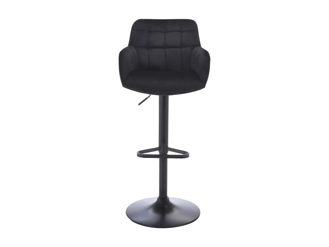 Lot de 2 tabourets de bar en velours et métal - Hauteur réglable - Noir - PEGA de Pascal MORABITO