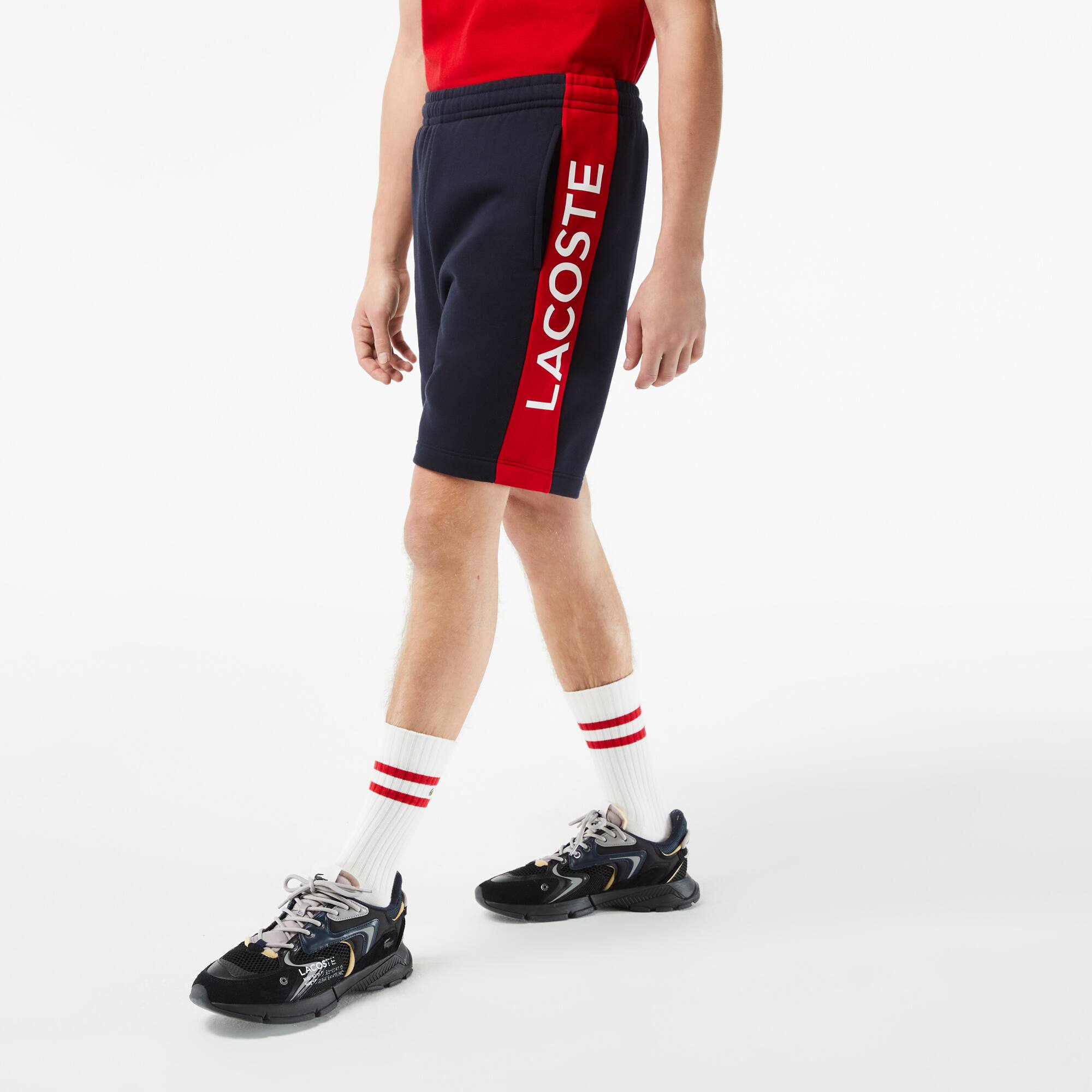 Short homme regular fit color-block en molleton de coton Shorts - Bleu - Lacoste - Homme