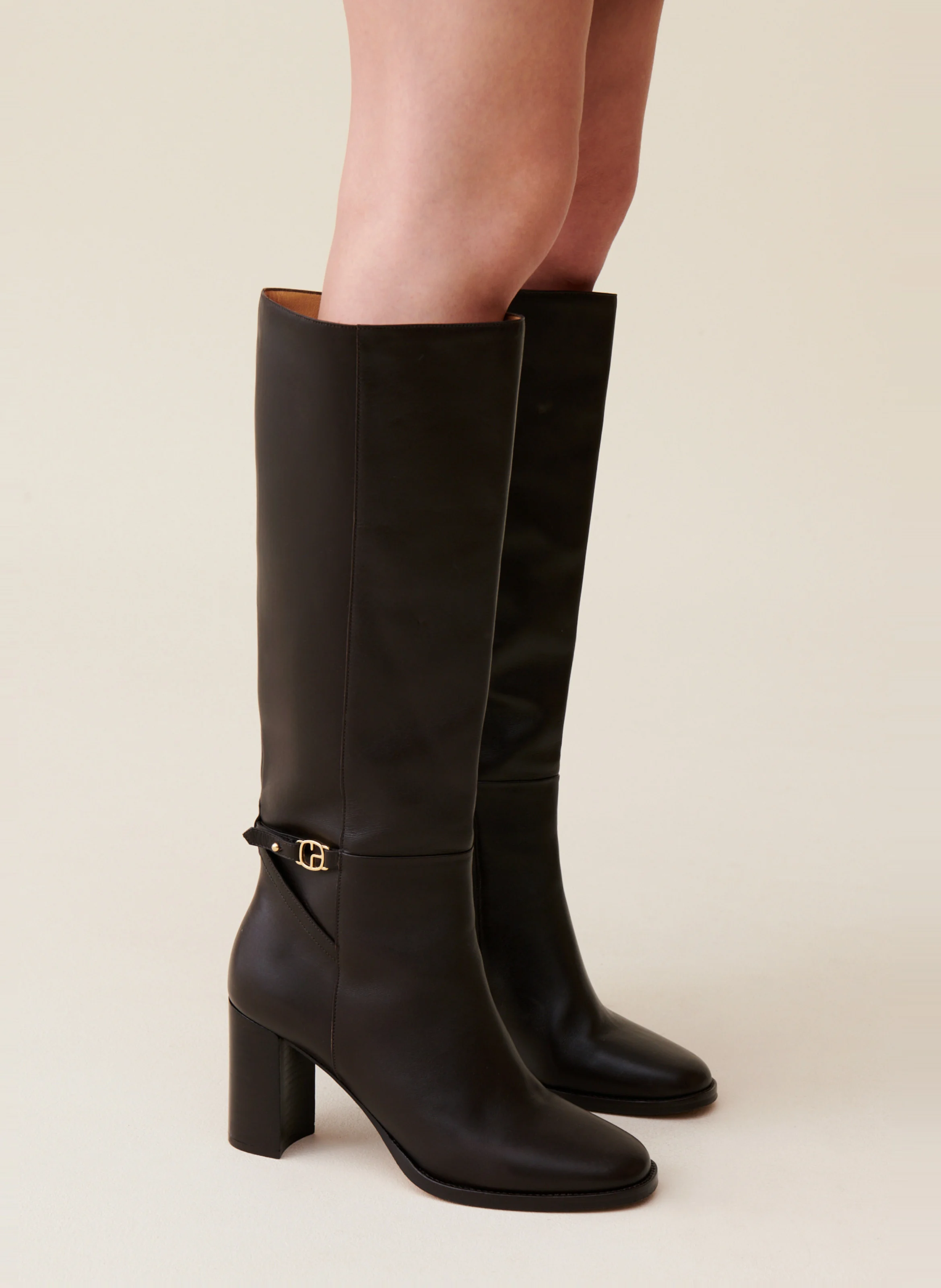 Bottes en cuir lisse vernis | Marron
