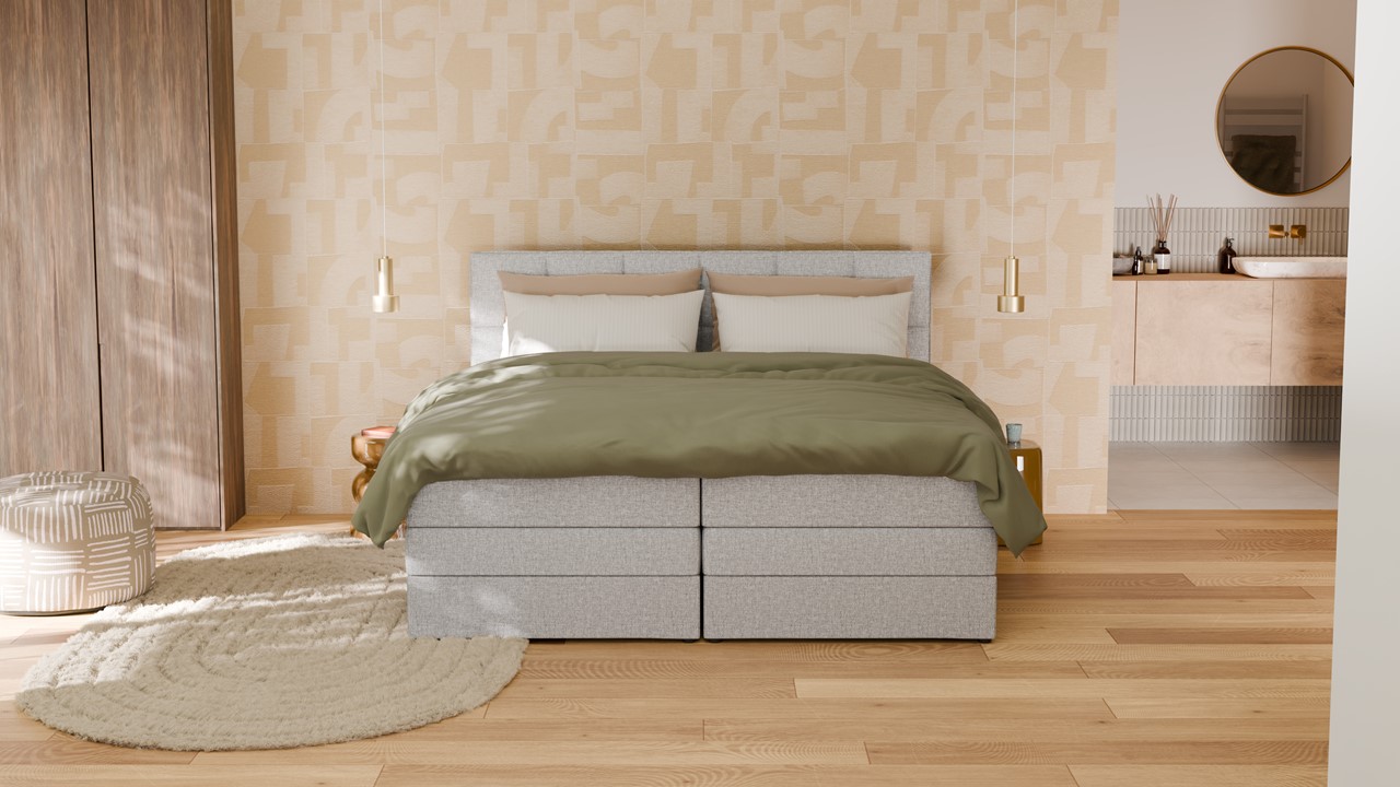 Opbergboxspring Jade - Linen touch light grey