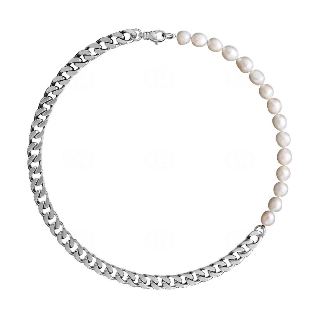 10mm Cuban Link Perlenkette silbrig