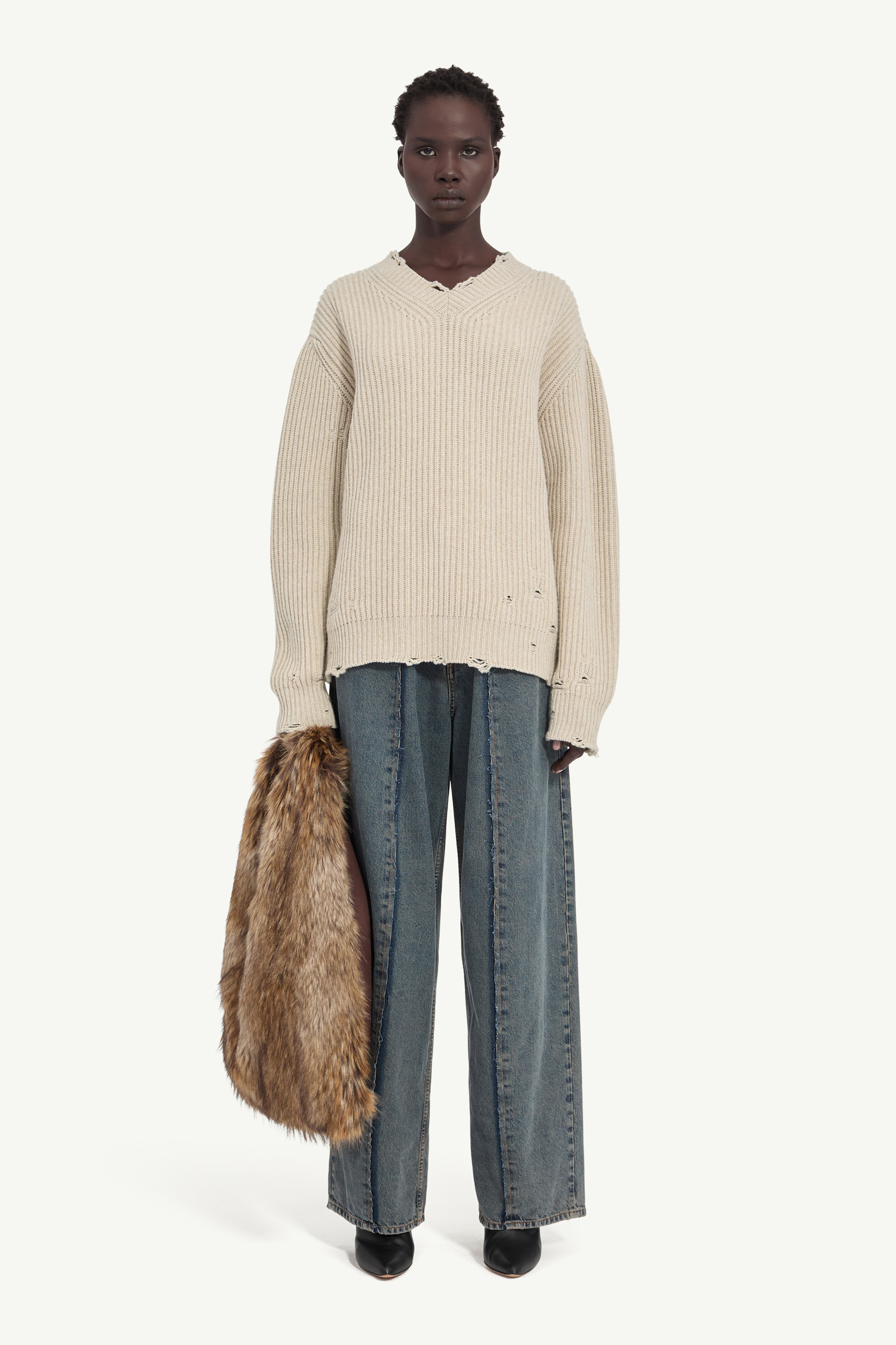Pull en laine côtelée pour femme | MM6