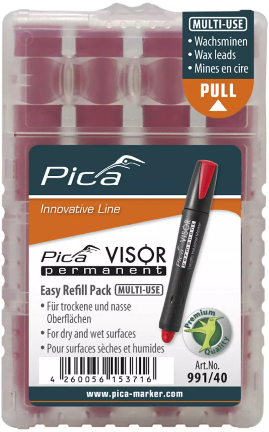 Pica 991/40 VISOR Navulling - Permanent - Rood (4st)