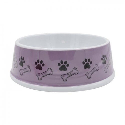 Comedouro e bebedouro AIME em melamina antiderrapante roxa para cães de grande porte.