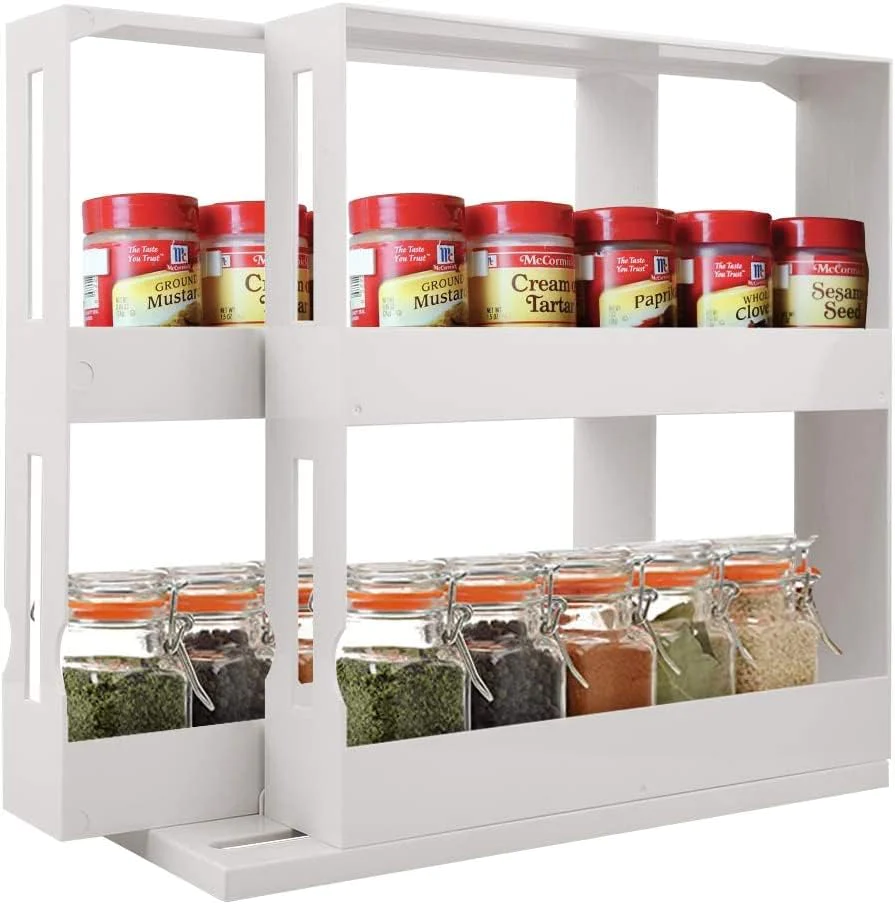 Étagère à épices multifonction 2 étages pour jusqu'à 20 pots à épices