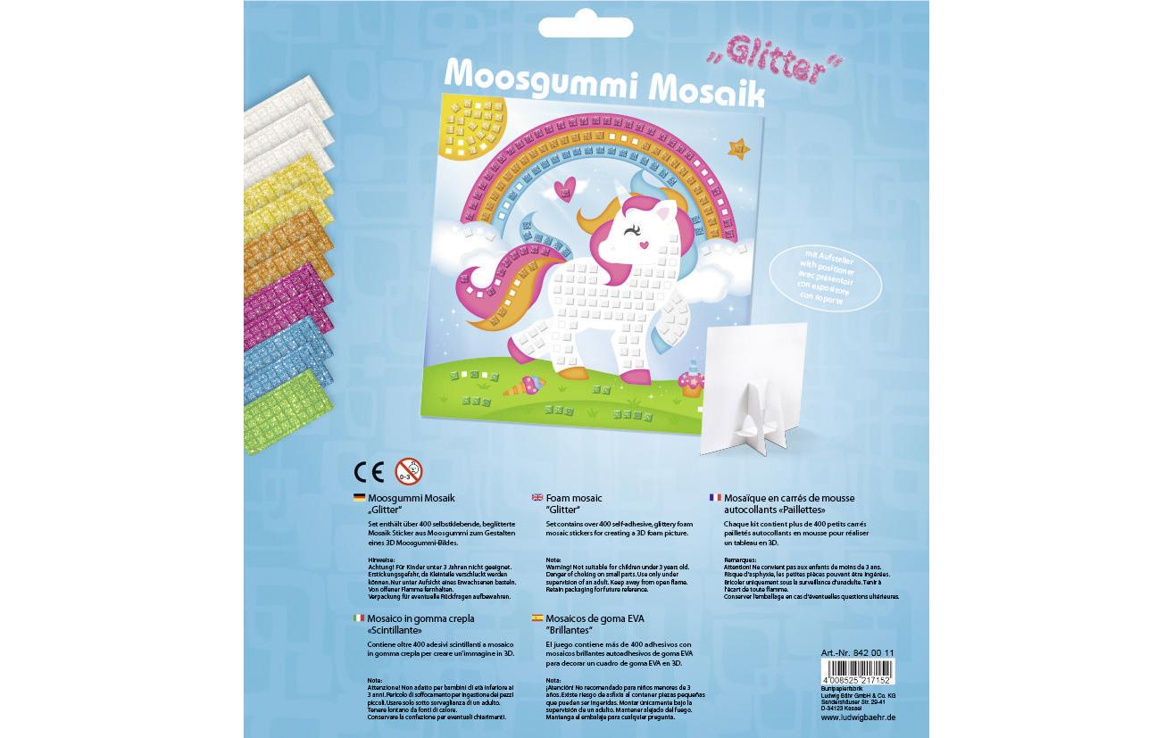 Moosgummi-Set Glitter Einhorn, MehrfarbigMoosgummi mit Glitter-Effekten