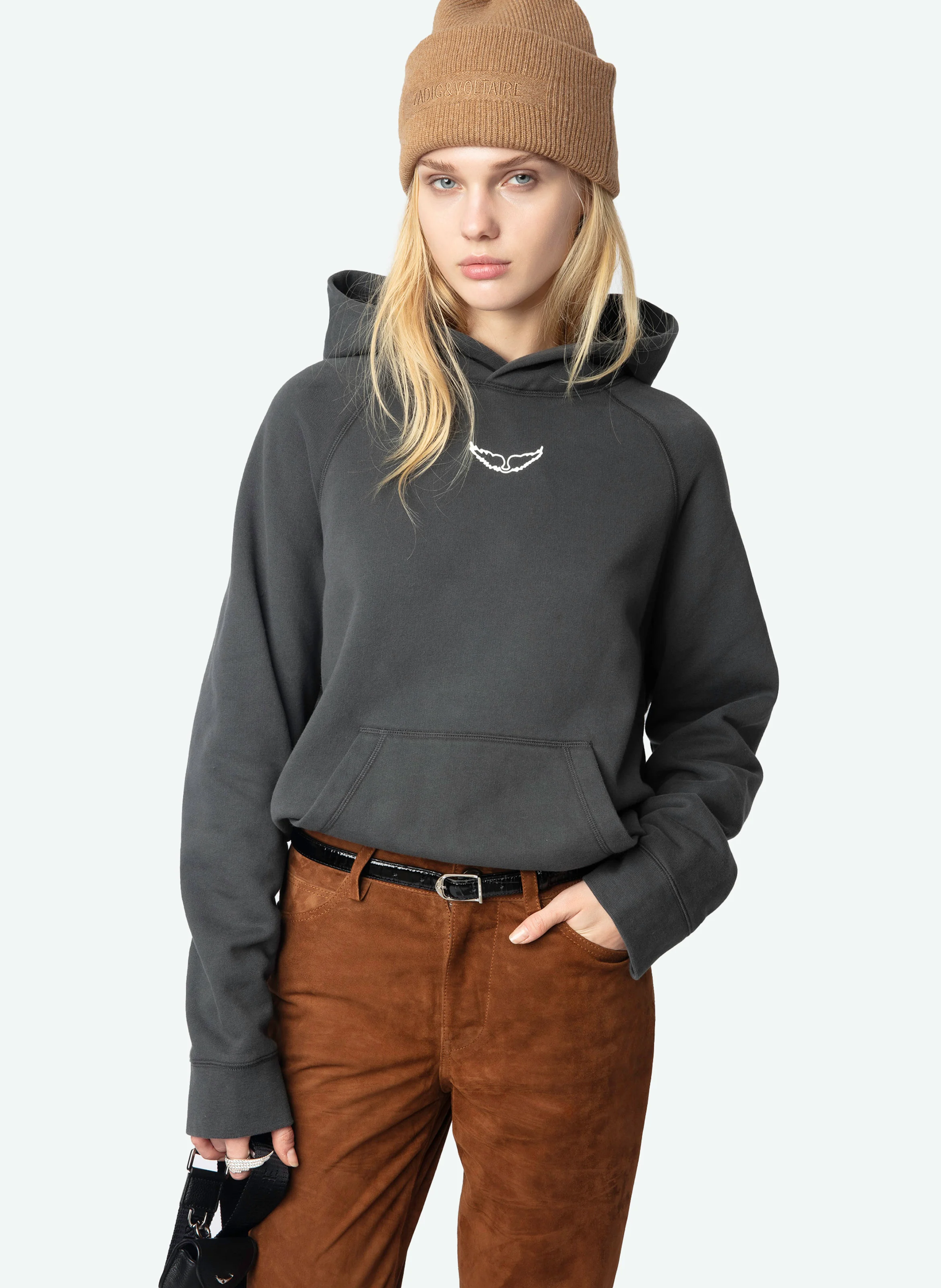 GEORGY - Sweat droit en coton mélangé | Gris