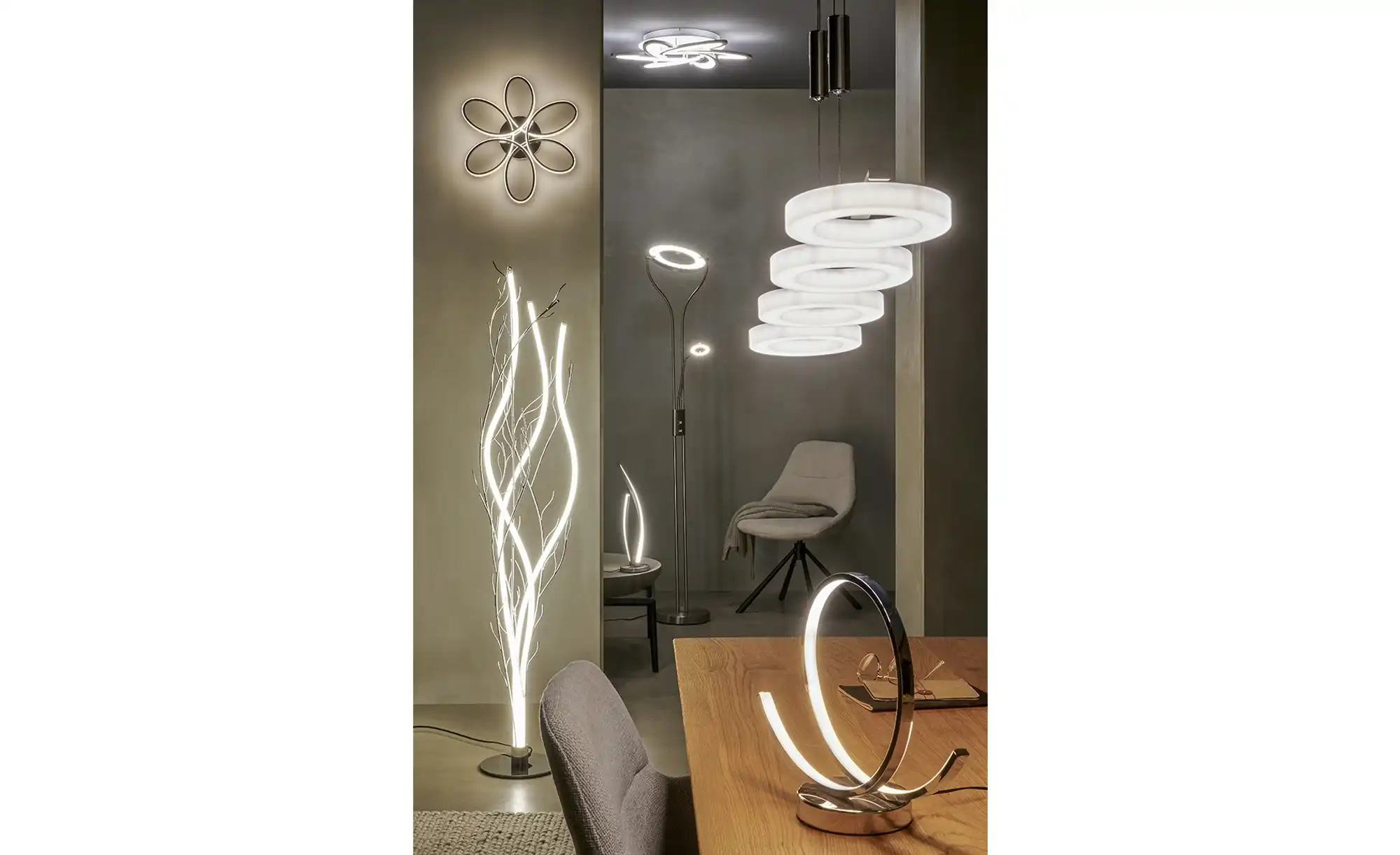 KHG LED-Pendelleuchte, 4-flammig, Nickel-matt