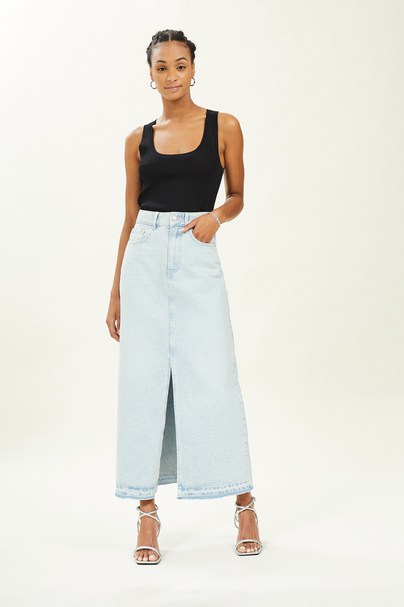 Saia longa de jeans