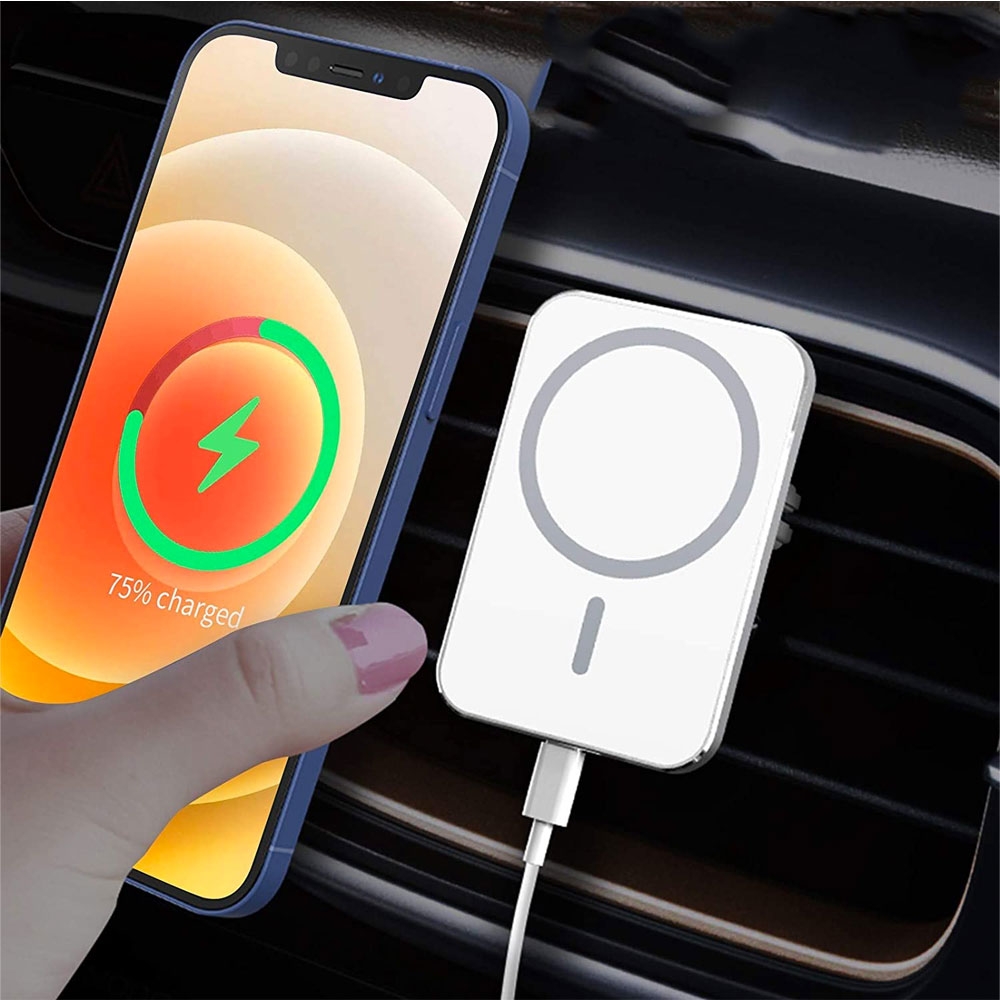 (15W) MagSafe Auto KFZ Halterung für Lüftungsgitter Qi Wireless Fast Charging Ladestation - Schwarz