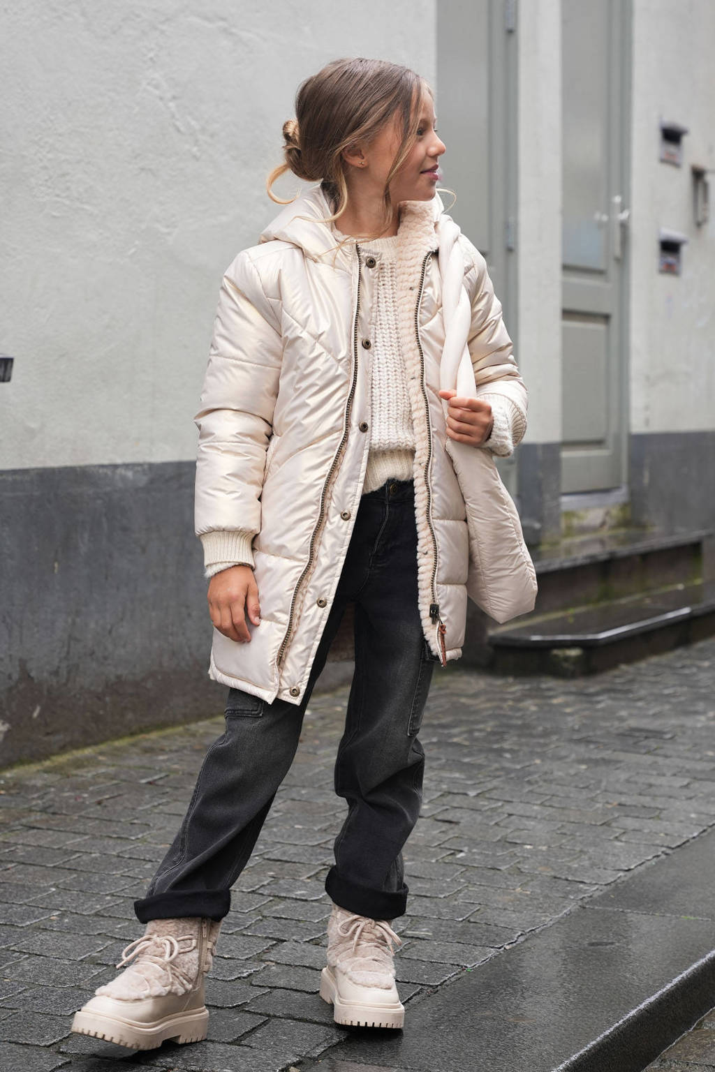 Like Flo reversible gewatteerde winterjas Ariana goud metallic/beige