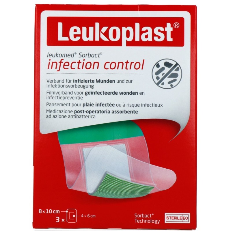 Leukoplast Leukomed Sorbact 8x10cm 3 Stuks
