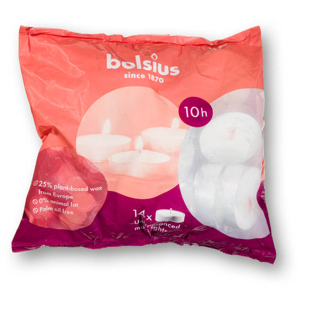 Bolsius theelichten D-light - 14 stuks - 10 uur