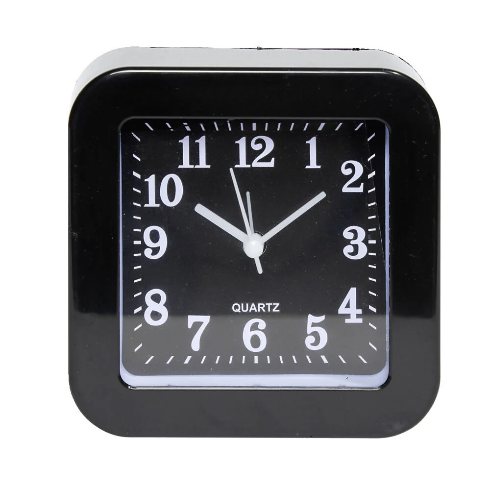 Mini réveil analogique à quartz en plastique avec alarme (4 modèles)
