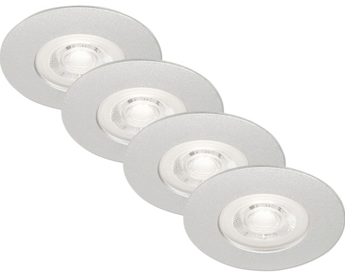 LED inbouwspots set IP44 4,9W 480 lm 3000K chroom/mat Ø 9/6,8 cm 230V 4 stuks