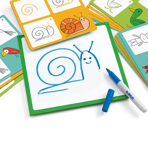 Djeco tekenkaarten step by step dieren DJ08319
