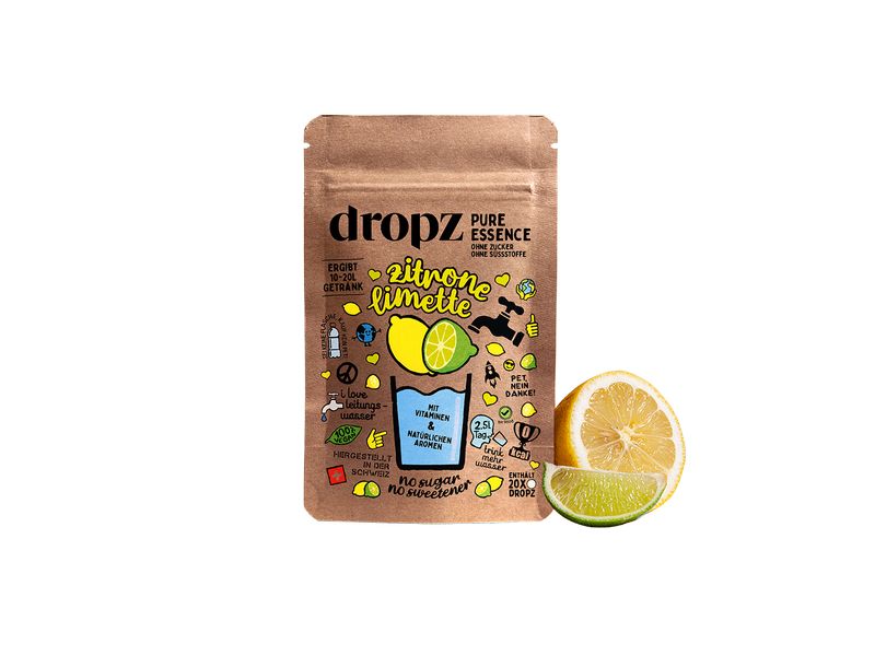 Dropz Pure Essence – Zitrone Limette 1 Beutel à 20 Stück Das spritzige Erfrischungsgetränk für unterwegs