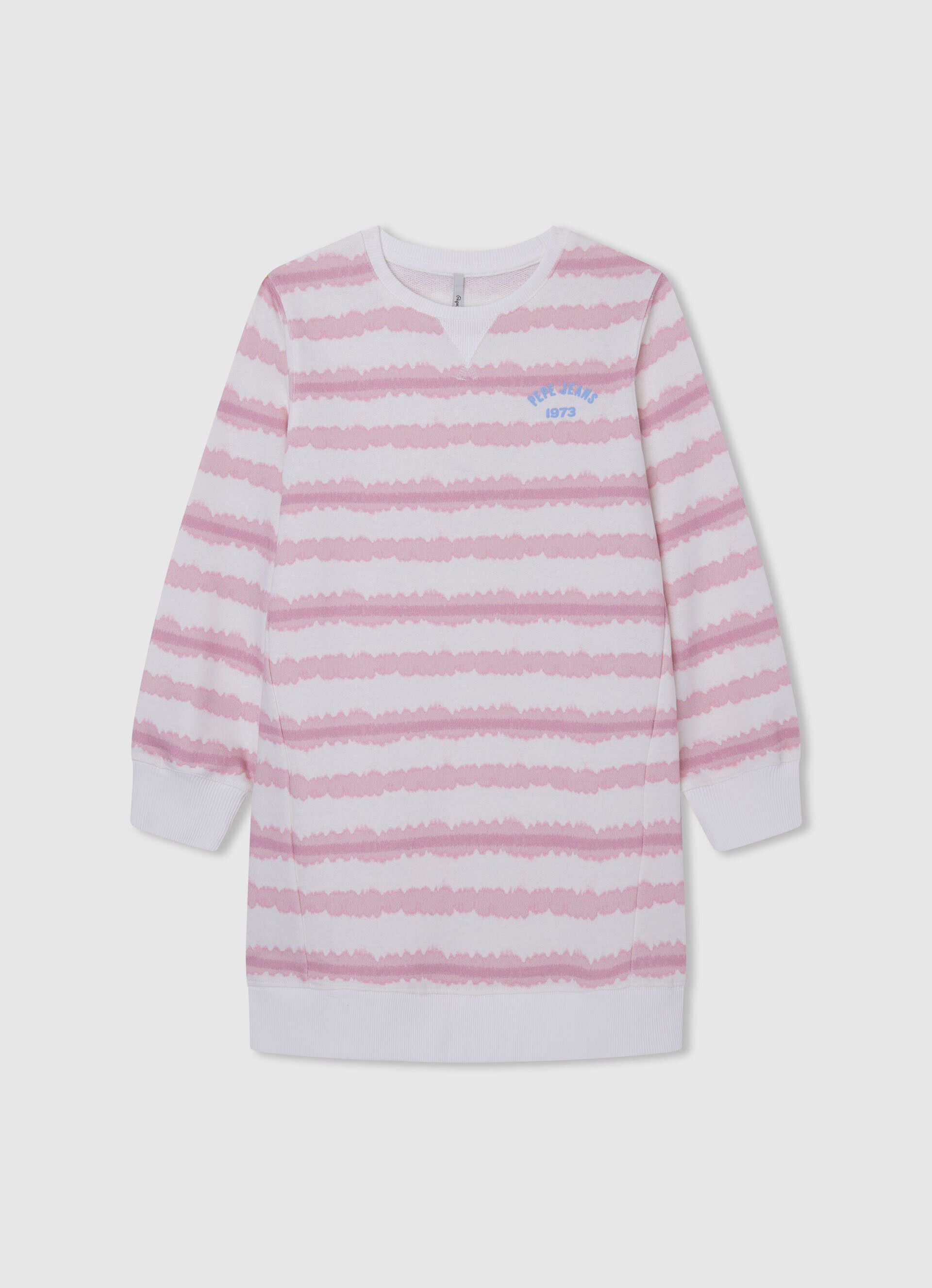 Vestido curto listrado degradê - rosa claro