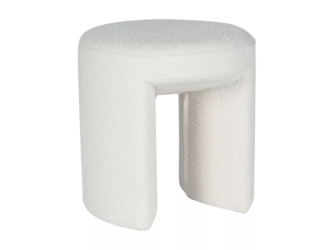Pouf en tissu bouclette blanc DUTLIO
