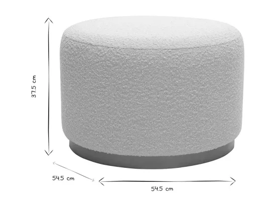 Pouf rond en tissu effet laine bouclée blanc cassé et métal doré D54 cm AMAYA