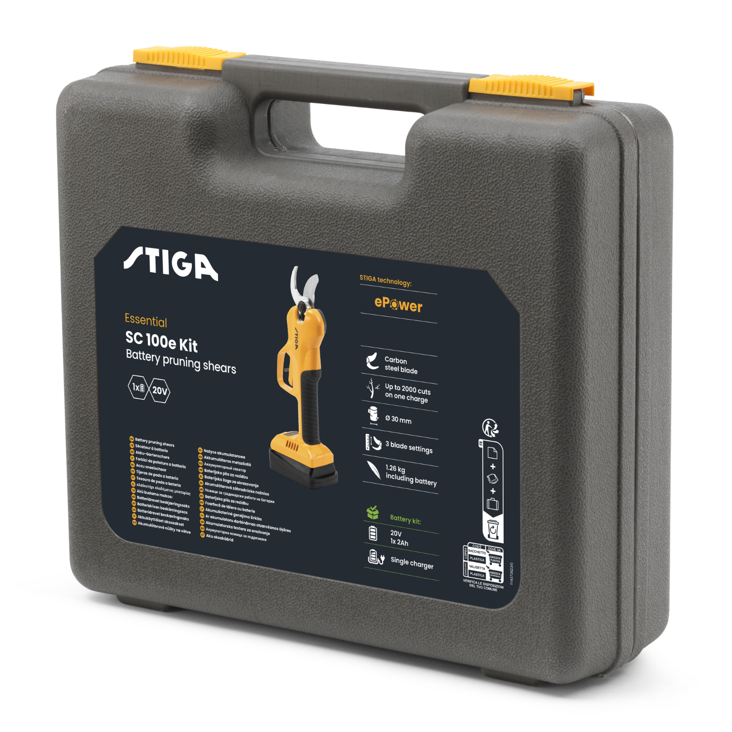 Stiga SC 100e kit Accu snoeischaar (1x 2,0Ah accu) - 20V