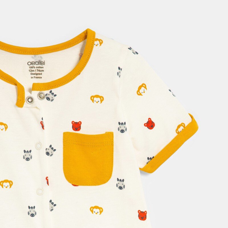 Combi courte animaux blanc bébé garçon Blanc